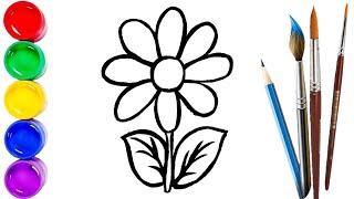 Bolalar uchun gul rasmini chizish  Нарисуйте картинку цветка для детей | Draw a picture of a flower