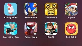 Red Ball 4 Ben 10 Up to Speed Spider-Man Unlimited Angry Gran Run Jetpack Joyride Temple Run Sonic