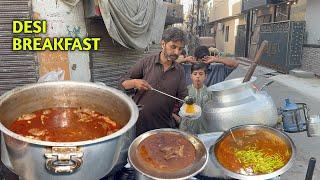 RS 70/- BEST DASI BREAKFAST OF LAHORE | NAAN CHANAY  & BONG PAYE | STREET FOOD JOURNEY
