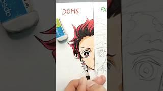 Doms vs faber castell pencil colours  | drawing tanjiro  #shorts