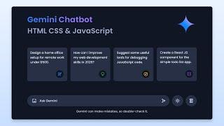 Build Gemini AI Chatbot in HTML CSS & JavaScript | Chatbot Like ChatGPT and Gemini