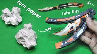 EASY STEP | How I make my Paper CS:GO Butterfly Knife (Asiimov Skin) at HOME