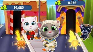 Talking Tom Gold Run Halloween Party vs Moon Festival - Mummy Tom vs Carnival Angela