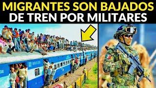 MIGRANTES MONTADOS EN TREN SON BAJADOS A LA FUERZA EN MÉXICO