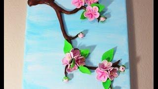 How to make Sakura/Cherry blossom 3d canvas art:Spring Crafts,Home Decor