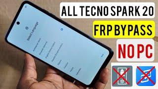 Tecno Spark 20, 20i, 20c Frp Bypass Without Pc | Tecno BG7, KJ5 Google Account Remove Android 12, 13