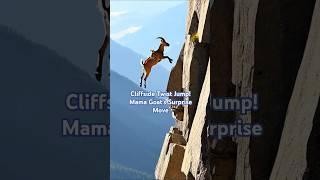 Mama Goat’s Epic Twist Jump Shocks Baby! Backride Turns Into Cliffside Surprise #GoatLife #JumpFail