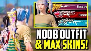 USING NOOB OUTFIT BUT WITH ALL MAX SKINS!! | PUBG Mobile