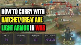 New World PvP WAR - 36 Kills 700k Dmg Done - Hatchet/GA + Light Armor [Build Included]