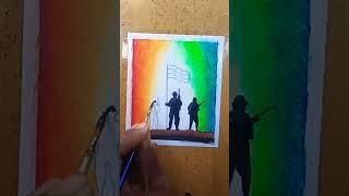 #independenceday Indian flag and Indian Army drawing Indian art Indian flag drawing #art #painting