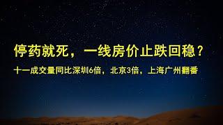 深圳6倍，北京3倍，上海广州翻翻，楼市止跌回稳；一线以价换量，二线濒临崩盘，三四线灰飞烟灭；停药就死，楼市和股市进入临终关怀。