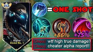 GLOBAL ALPHA NEW ONE SHOT CHEAT TRUE DAMAGE BUILD AND EMBLEM 2024  (true damage abuse plS try)