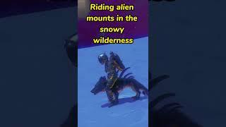 Riding alien mounts in the snowy wilderness in No Man’s Sky #gaming #seaofstars#nomanssky #space