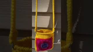 Crochet Starburst Granny Square Crossbody Bag  #shorts