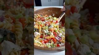High protein Greek pasta salad