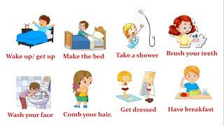 Daily routine vocabulary in English for kids. - My Day