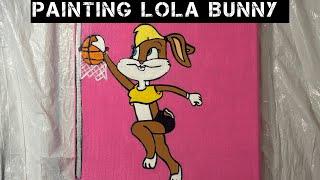 Painting Lola Bunny Dunking A Basketball With A Carousel Pink Background