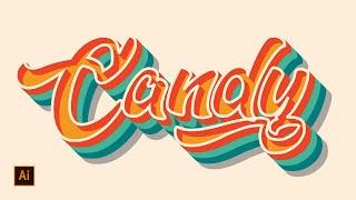 Retro text effect | Adobe Illustrator