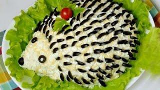 Салат "Ёжик'".  salad  "hedgehog"