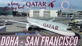 16 hours in Qsuite | Doha - San Francisco | Qatar Airways Business Class | A350-1000 | Trip Report