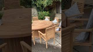 teak garden furniture 180round teak table 8 chairs @MyUKLife2009 #teak #gardenfurniture