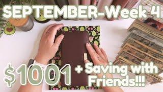   Weekly Cash Stuffing $1001 + Saving With Friends | Week 4 Sept | Single Income