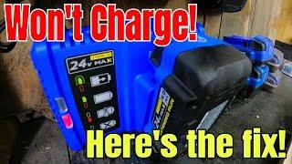 Don't Trash it!  Make it Charge! -Kobalt 24V Battery Fix - Jumpstart Your Batteries