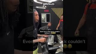 Getting BAPTIZED in the barbershop is OVERLY crazy  look at BRU face #fyp #funny #prank #crash