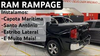 RAM RAMPAGE Instalamos Capota Marítima Santo Antônio Estribo Lateral Divisor de Caçamba e Muito Mais