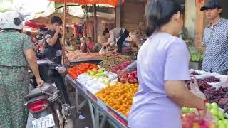 Market at provincial Cambodia Beef, vegetables and Grocery