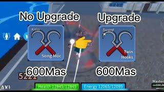 Dame Twin Hooks Sword khi No Upgrade và Upgrade (600Mas)|Blox fruit