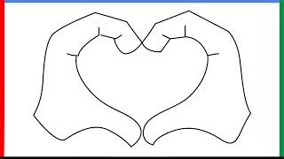 How to draw Heart hands [emoji] step by step for beginners