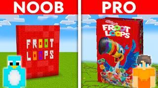 NOOB vs PRO: FROOT LOOPS House Build Challenge in Minecraft