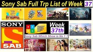 Sony Sab Week 37 TRP - Sony Sab Week 36 Main Trp - Sab TV Shows TRP List