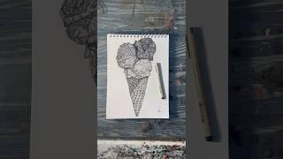 Speed drawing a ice cream cone  #pointillism #stippling #art #drawing #speeddrawing #foodie #fyp