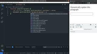 Dynamically update a paragraph in plain JavaScript