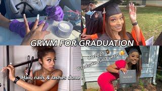 GRWM FOR GRADUATION PT2(+ vlog) HAIR , NAILS & LASHES DONE CO2021‍