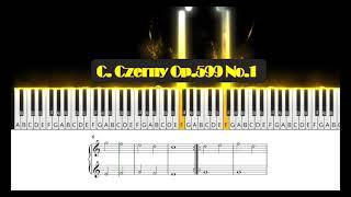 Czerny Op. 599 No. 1, Practical Exercises for Beginners | Piano Tutorial | With Score | Visualizer