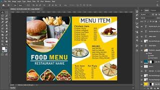 Photoshop Tutorial || Restaurant Food Menu Card Design Design in Photoshop || A4 Size Design