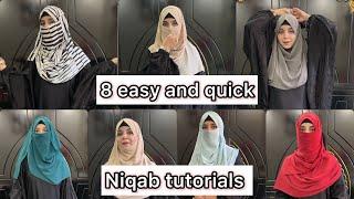 8 easy and quick niqab tutorials || hijab with niqab styles