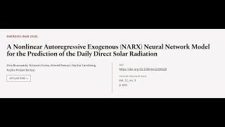 A Nonlinear Autoregressive Exogenous (NARX) Neural Network Model for the Prediction o... | RTCL.TV