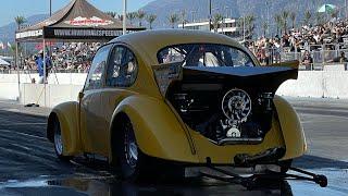 Powerhaus VW Drag Bug Making its First Few Passes On The Track