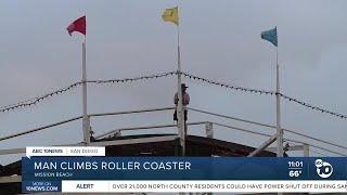 Man climbs Belmont Park rollercoaster