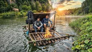 3 DAYS on A RAFT - A CHILDHOOD DREAM | IT'S RAINING and AN EAR on A BONFIRE