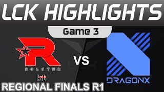 KT vs DRX Highlights Game 3 LCK Regional Finals R1 2022 KT Rolster vs DragonX by Onivia