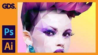 Polygonal portrait | Gradient effect in Adobe Photoshop with Illustrator