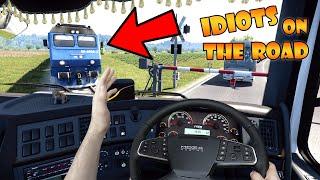 IDIOTS on the road #110 | HIT by train and got KICKED | Real Hands Funny moments - ETS2 Multiplayer