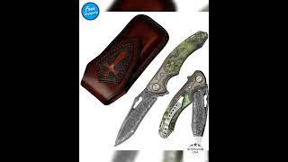 Hades Japanese VG10 Damascus Pocket Knife with Clip Stabilized Maple Burl Handle