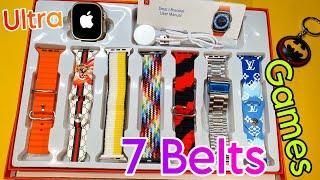 Ultra 7 in 1 Straps Smartwatch | 7 Straps Wali ultra smartwatch | Games,apple logo,Big Display Watch