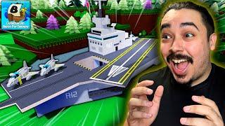 ELE FEZ UM MEGA PORTA AVIÃO NO BUILD A BOAT!! [CONSTRUA UM BARCO POR TESOURO] - ROBLOX